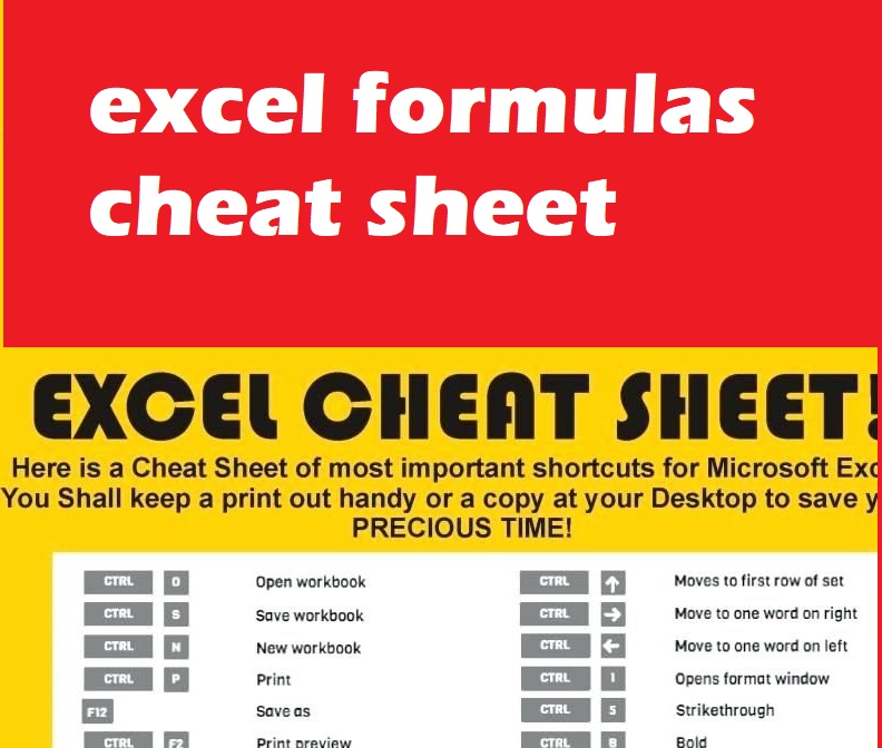 excel formulas cheat sheet